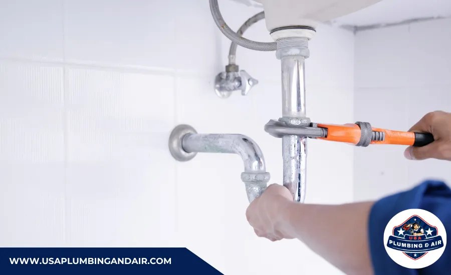 Expert sink repair service for a leaking kitchen sink in Las Vegas.