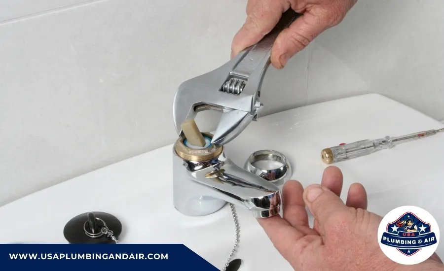 Fixing a loose sink faucet and drain system in Las Vegas home.